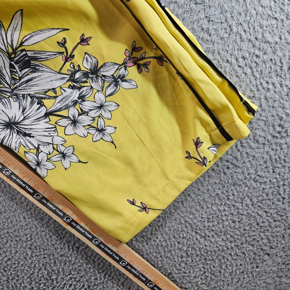 Vero Moda VMSatina Pants Yellow Floral Wide Leg Side Stripe New Size M‎ - Picture 13 of 15